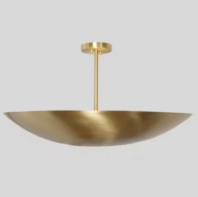 6 Light Ceiling Flush mount Fixture Pendant Light Mid Century Modern Brass Lamp