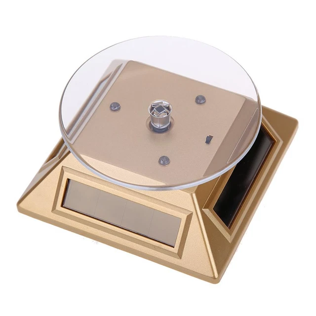 3pcs 360 Turntable Solar Showcase Display Stand 037B（Gold） FS2#