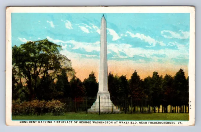 Vintage Mnmt Marking Birthplace Of George Washington At Wakefield Va Postcard Ab