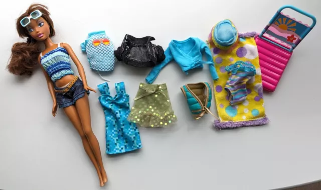 1999 Mattel Barbie w/My Scene Clothes - 4 tops, 2 bottoms, 1 dress + beachwear