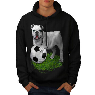 Wellcoda Bulldog Football Sport Mens Hoodie, Player Casual Hooded Sweatshirt