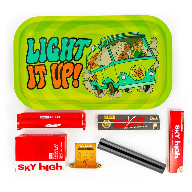 METAL ROLLING TRAY Scooby Combo Bundle Kit RAW, SKY HIGH Gift Pack Set