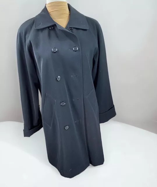 Womens Gallery Petite Black Double Breasted Long Trench Coat Plus Size 8