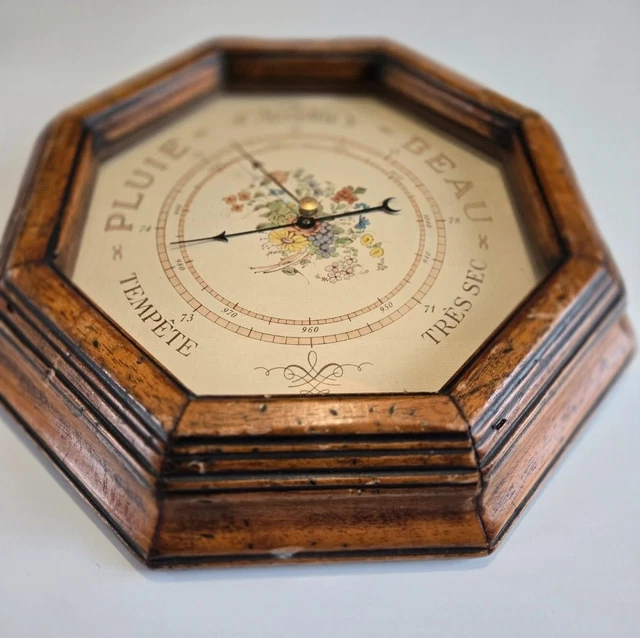 Baromètre Mural Vintage En Bois – Forme De Baril – Déco Rustique Et Rétro