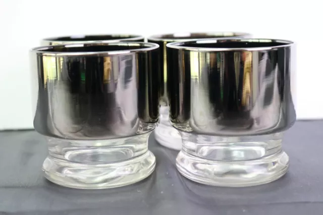 Platinum Silver Clear Cocktail Glass Tumblers Set of 4 Barware