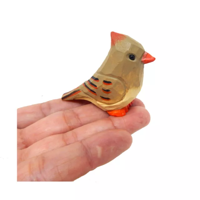 Female Cardinal Figure Miniature Red Bird Statue Sculpture Decor Garden Topper