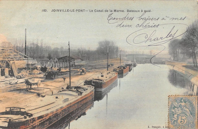 Cpa 94 Joinville Le Pont / Le Canal De La Marne / Bateaux A Quai #1848232839