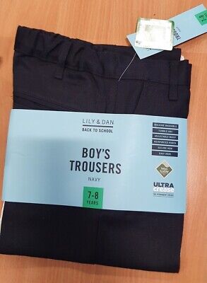Boys Navy Blue Teflon-finish School trousers - size  age 7-8 years  -  NEW