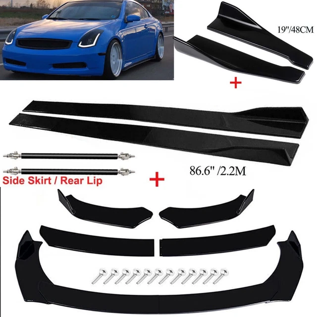 For Infiniti G35 Coupe Sedan Front Bumper Spoiler Body Kit+Side Skirt+Rear Black