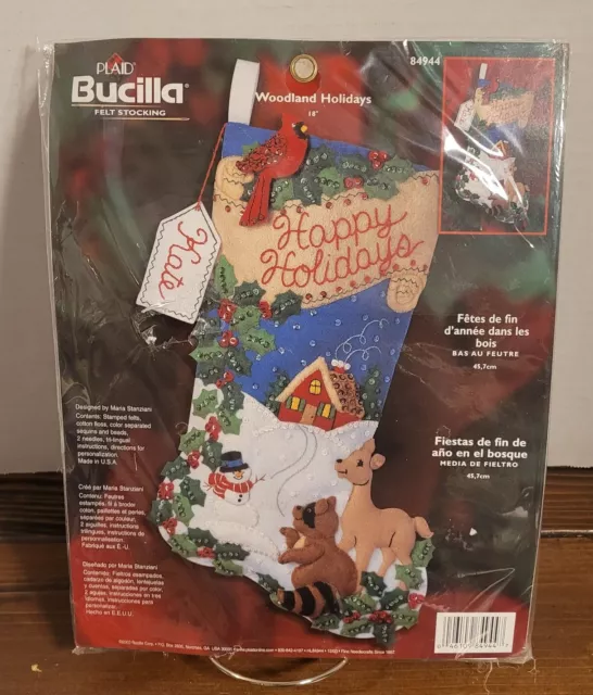 Bucilla Plaid WOODLAND HOLIDAYS Felt Christmas Stocking Kit Deer Birds 84944