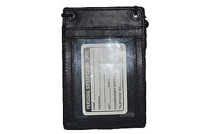 Black Genuine Leather US PASSPORT COVER Neck Organizer Case Travel Wallet Holder 2