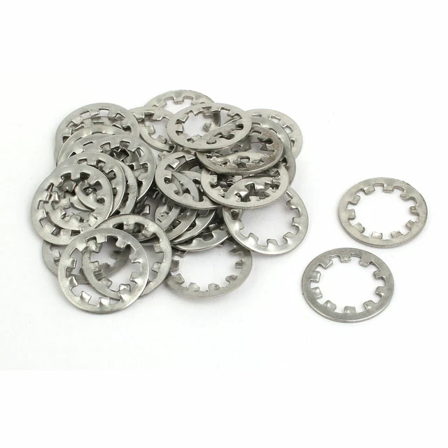 12mm Int. Dia acier inox Int. Dent Rondelle Serrage Argenté 30pc