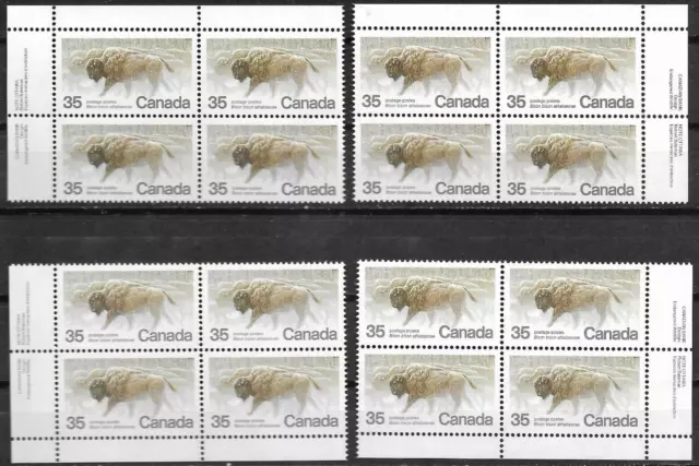 pk90118:Stamps-Canada #884 Wood Bison 35 cent Plate Block Set-MNH