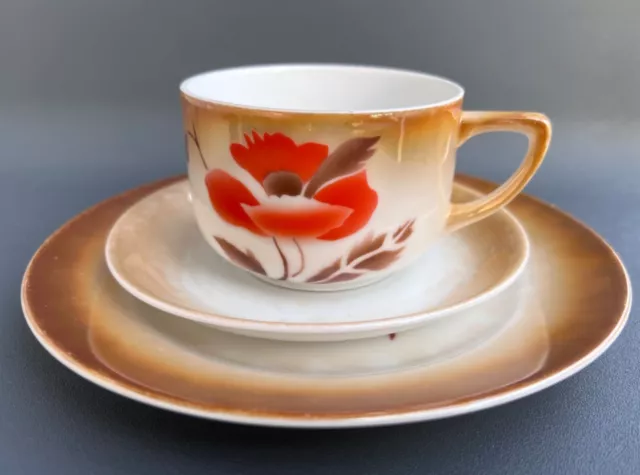 Art Deco 3.tlg. Porzellan Tee-Kaffeegedeck