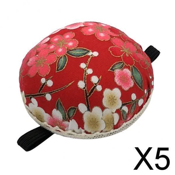 3 Coussins Porte-aiguilles à Porter Au Poignet - Dragonne élastique - Motif Fleur - Polyester - Environ 7x7x5 Cm