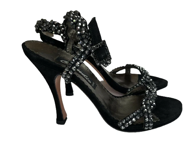 Francesco Sacco Chaussures Daim Cristal Swarovski Taille 35 Italie Détail