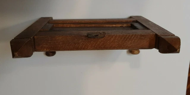 Victorian tile wood dog leash coat hat hooks holder rose flower antique 9