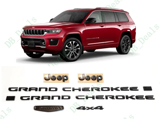 Matte Black Front Rear Door 4x4 Summit Emblem 2022+ Jeep Grand Cherokee 2Row WK