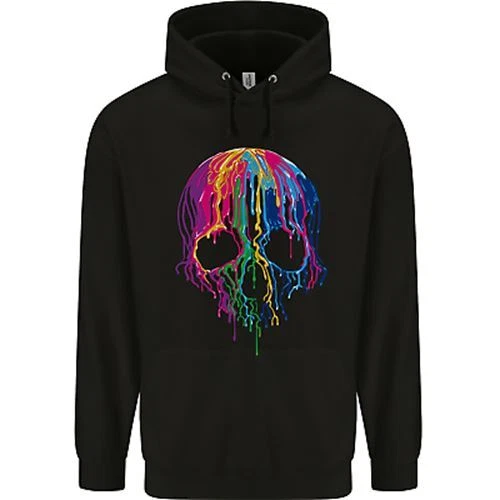 Melting Skull Biker Motorcycle Gothic Childrens Kids Hoodie