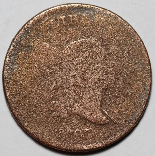 1797 Liberty Cap Half Cent - 1 Over 1 - Plain Edge - US 1/2c Copper Penny - L43