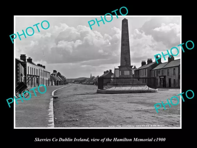 OLD LARGE HISTORIC PHOTO OF SKERRIES DUBLIN IRELAND THE HAMILTON MEMORIAL c1900