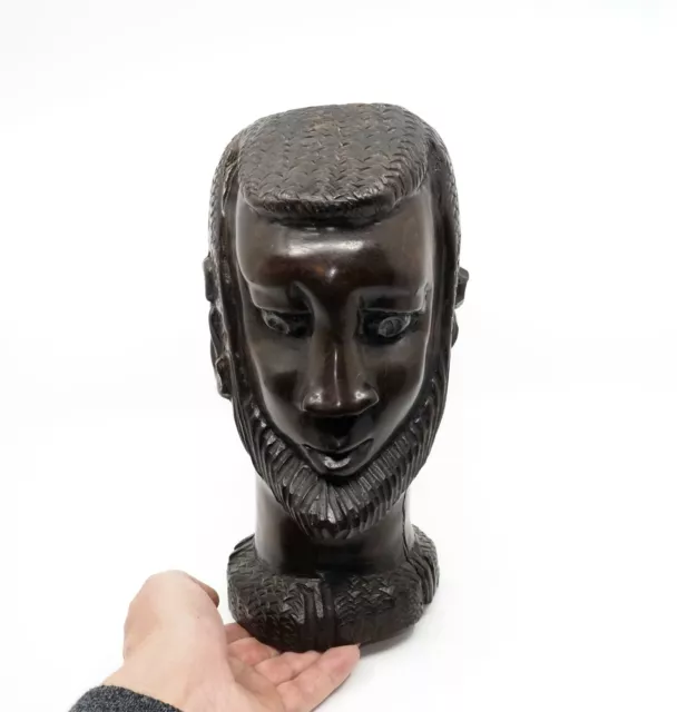 Carved Wooden Mid Century African Tribal Art Sculpture -  Shona Tribe Elder Bust