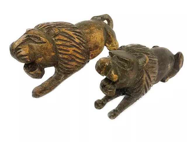 2 Hand Carved Jacaranda Wood Lion From Africa Gift for boy-189