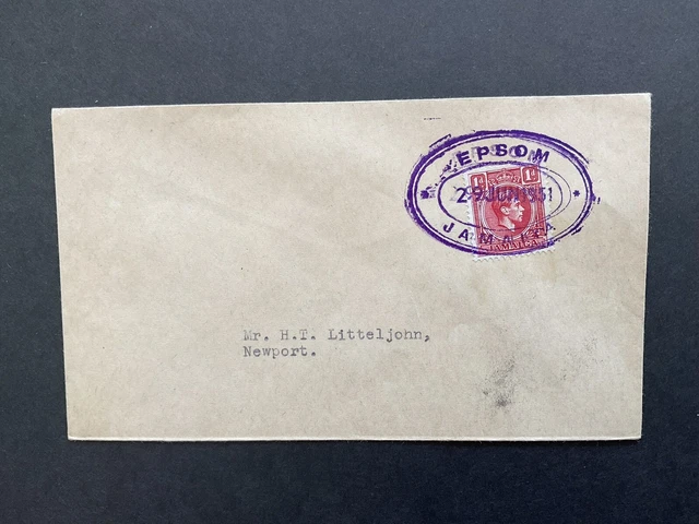 Postal History - Jamaica 1951 Epsom Temporary Rubber Oval .