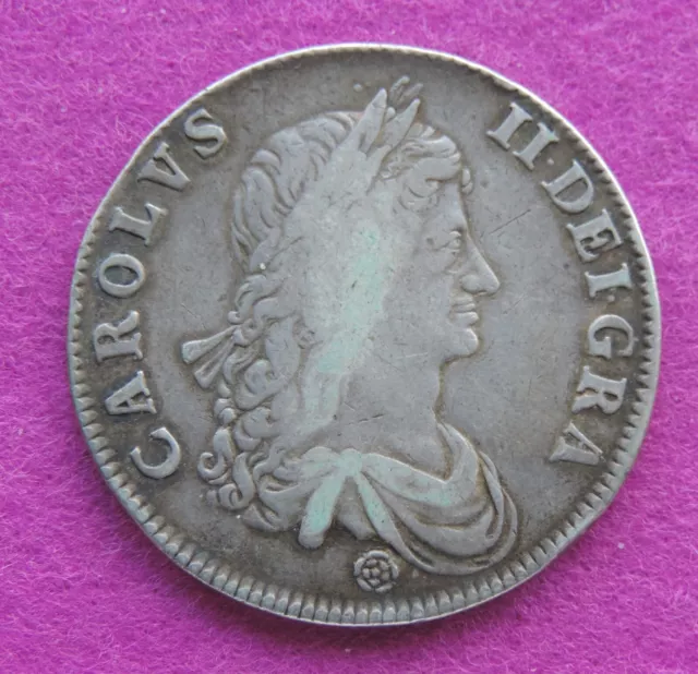 Charles 11 Silver Crown 1662 Rose First Type S3350  Mr20-2