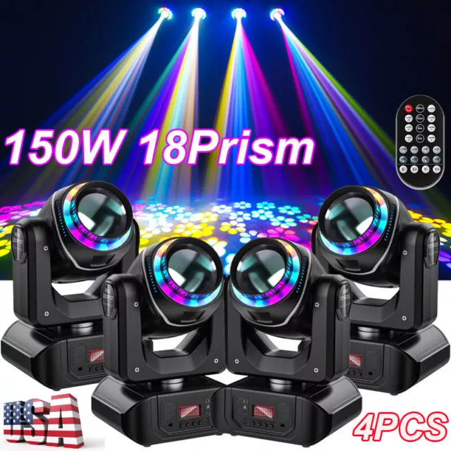 150W LED Moving Head Lights 18Prism RGBW Gobo Beam Stage Spot Light DJ Bar DMX