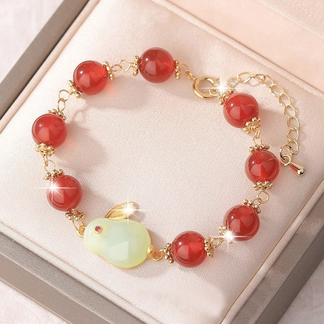 Pulsera envolvente mujer perlas 2023 Año Nuevo conejillo de la suerte pulsera trenzada