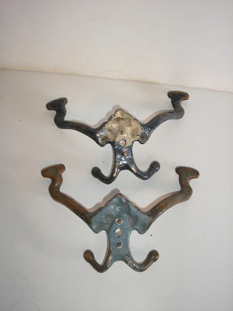 Antique Cast Iron Double Wall Coat/Hat Hooks (pair)-Large 3