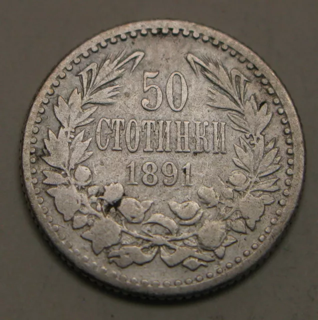 BULGARIA 50 Stotinki 1891 KB - Silver 0.835 - Ferdinand I. - 2363