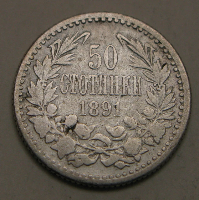 BULGARIA 50 Stotinki 1891 KB - Silver 0.835 - Ferdinand I. - 2363