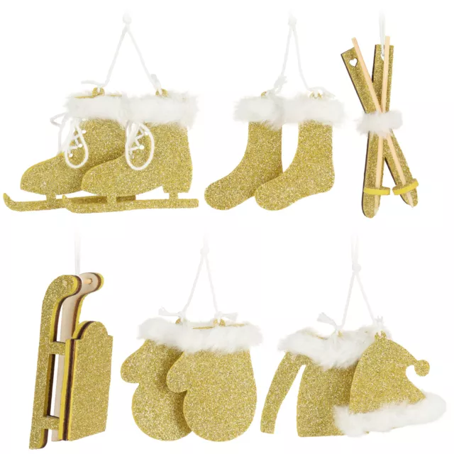 10-teiliges Set Premium Weihnachts-Anhänger für den Weihnachtsbaum, goldfarben