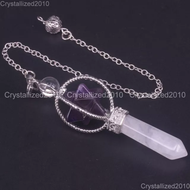 Natural Gemstones Merkaba Pendulum Healing Crystal Pointed Reiki Chakra Pendant