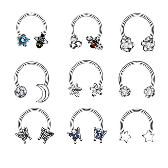 Orecchini Ferri di Cavallo Elica Cerco Setto Piercing Farfalla Naso Piercing 'DB
