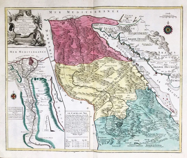 Egypt Nil Nile Africa Prowler Map Card Carte Engraving Copperplate 1760