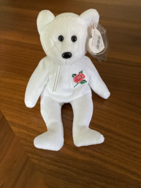 Ty Beanie Baby Rose - England  Bear - Mint Condition - Retired With Tags
