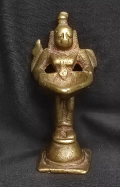 Antique Brass Indian Traditional Hindu Ritual Deeplakshmi Lamp