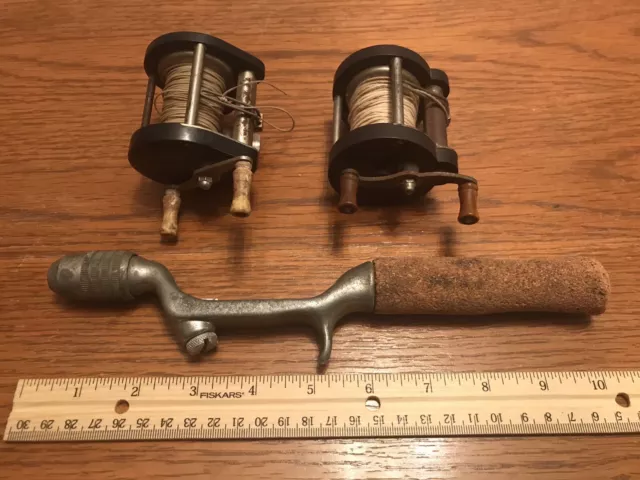 VINTAGE FISHING ROD Handle Metal Cork & 2 Baitcasting Reels Unknown Maker  Model $20.00 - PicClick