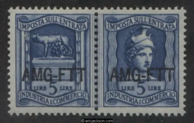Trieste Industry & Commerce Revenue Stamp, FTT IC53 se-tenant pair, mint, VF