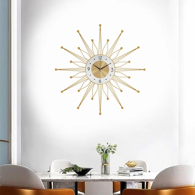 MODERN WALL CLOCK Starburst Clock Metal Gold Mid Century Festive Decors