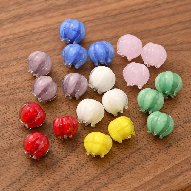 10Pcs Liuli Bell Orchid Beads Multicolor Perforated Beads  Crafts