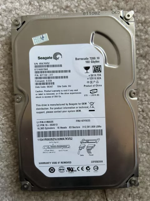 Seagate Barracuda 7200.10 160GB ST3160815AS 7200RPM SATA 3.5" HDD Hard Drive