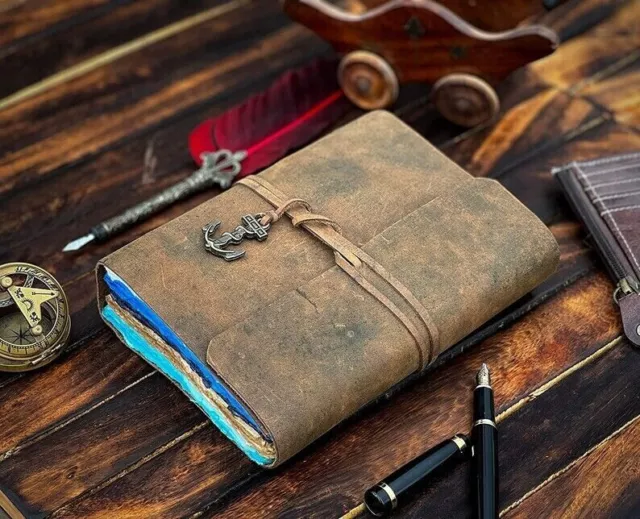 Handcrafted Vintage Leather Journal with 200 Antique Paper Sketchbook  Notebook