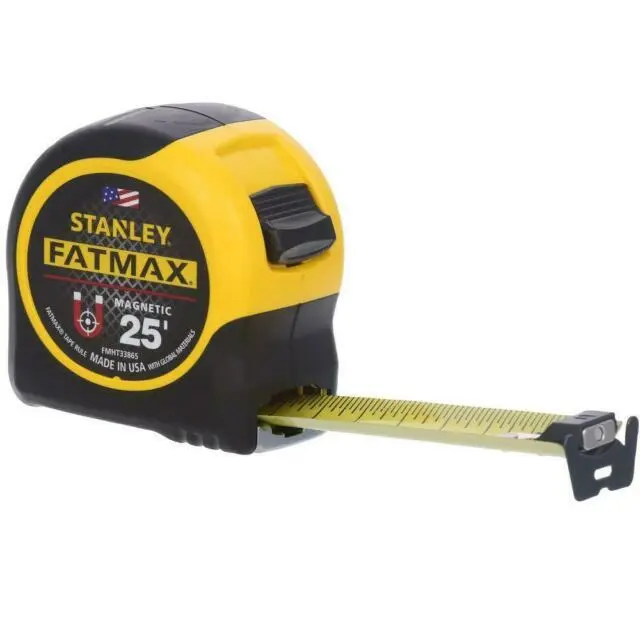 Stanley Fitmax 25 ft. Magnetic Tape Measure Layout Measuring Tool Cushion Grip
