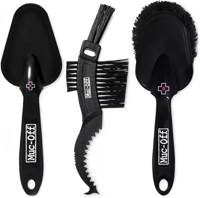 Muc-Off 3 Piece Brush Kit - Bike Cleaning Brushes, Motorbike Car Set with Chain