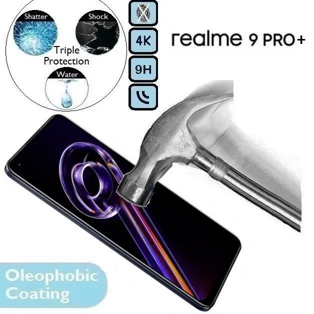 100% Genuine Tempered Glass 9H Screen Protector (Real Me) For Realme 9 Pro Plus