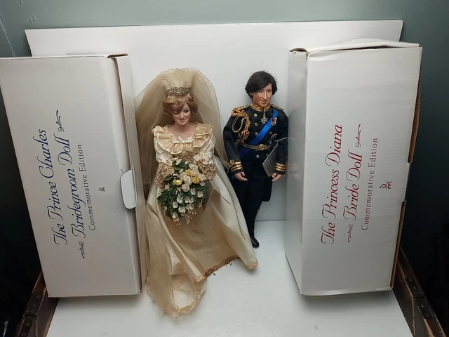 SET OF PRINCESS DIANA & PRINCE CHARLES WEDDING DOLLS -DANBURY MINT 1986